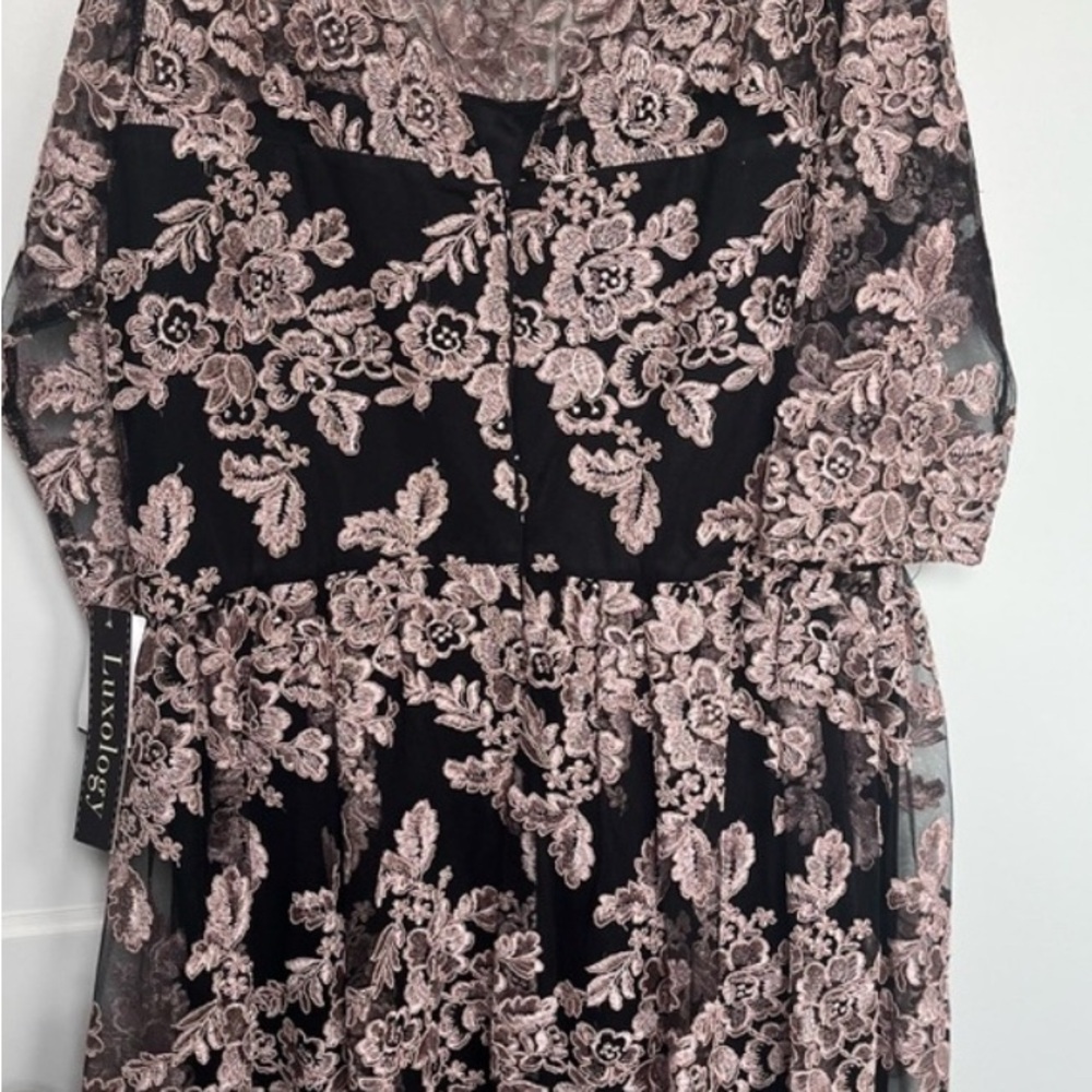 Luxology Black and Pink Lace Dress